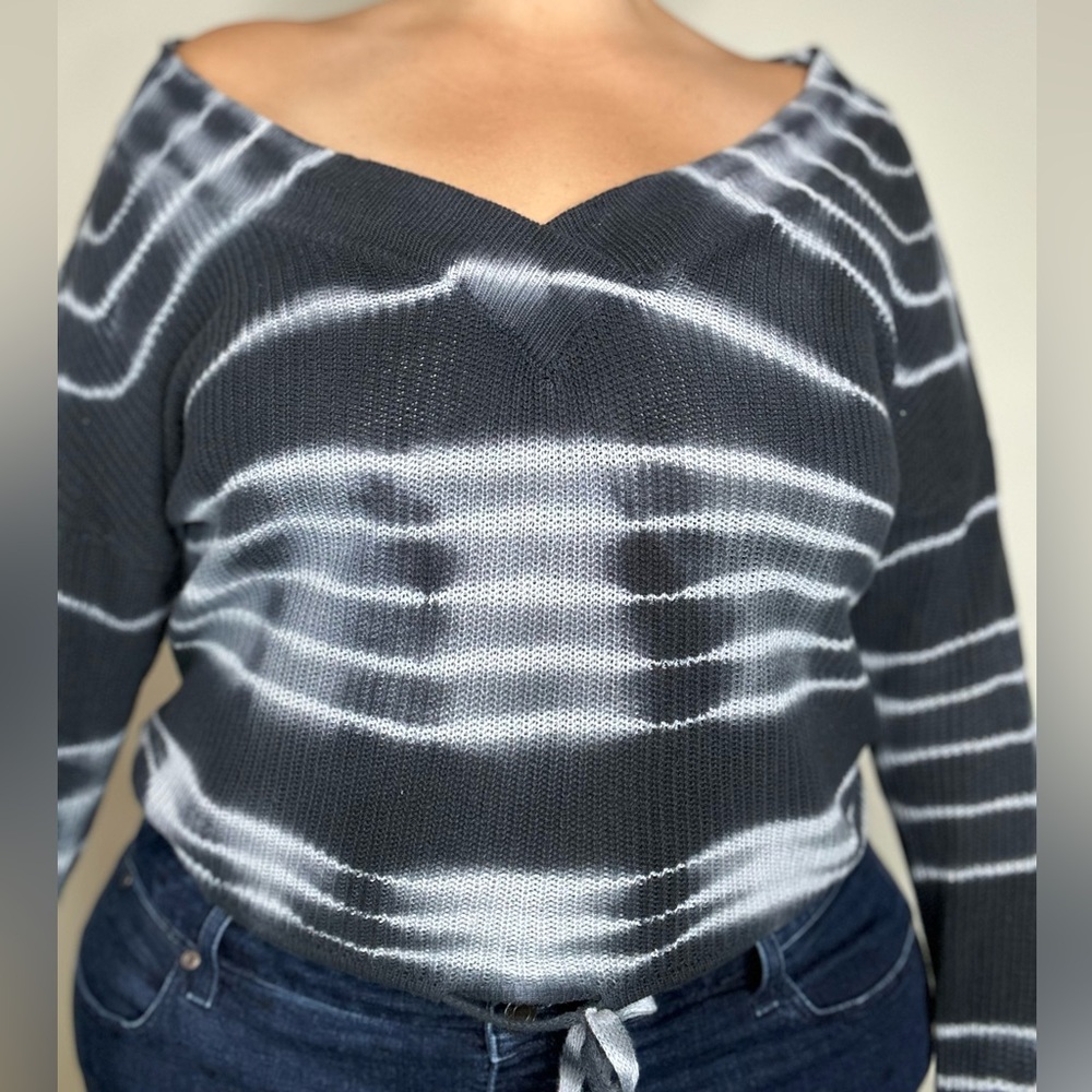 Gabrielle Union for NY&Co Off Shoulder Tie Dyed Knit Sweater